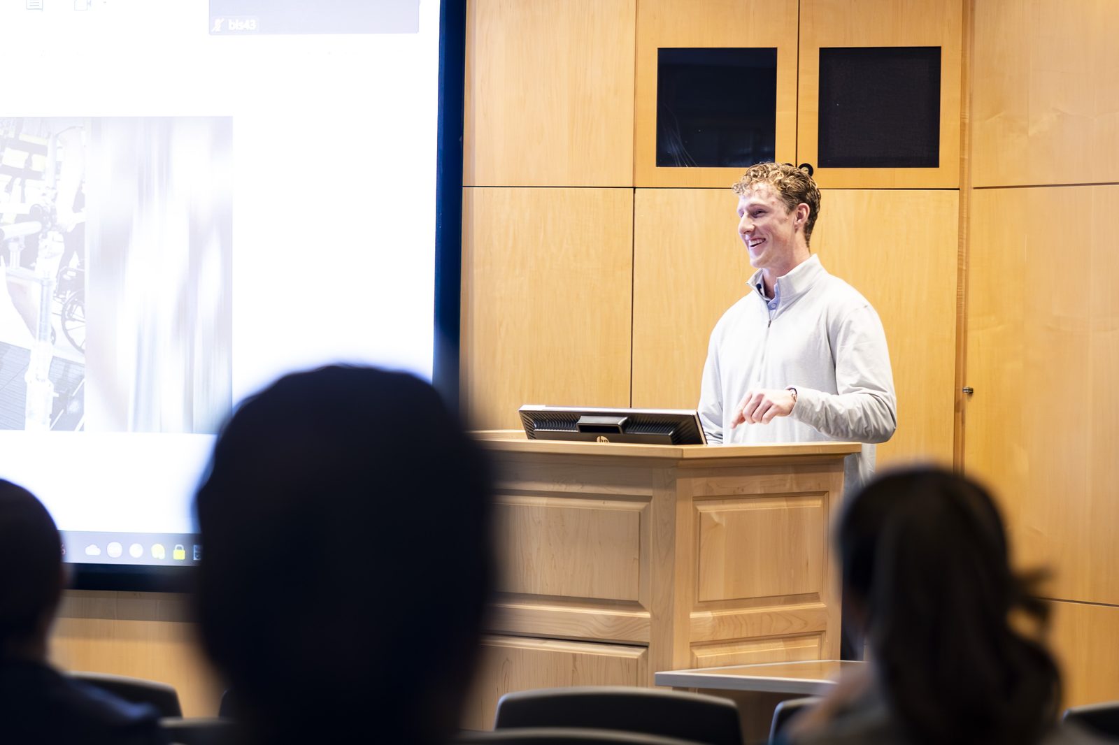 Jack speaking at an academic event